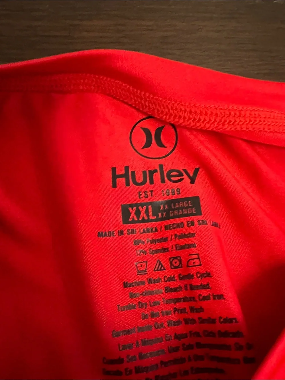 Hurley Men's Long Sleeve Athletic Tee in Bright Red with Sleeve Graphics